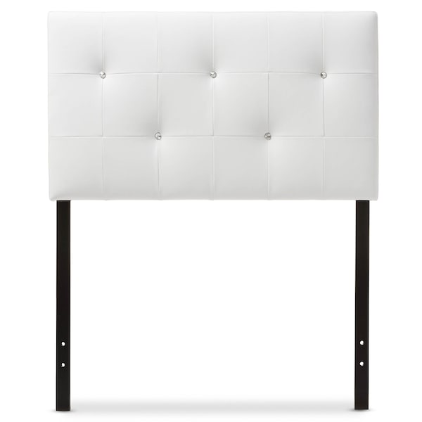 Baxton Studio Kirchem Modern White Faux Leather Upholstered Twin Size Headboard 125-6963 - main